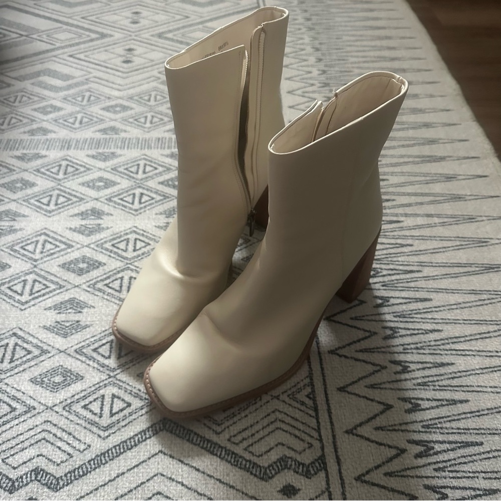Vince Camuto Leather Cream Boots